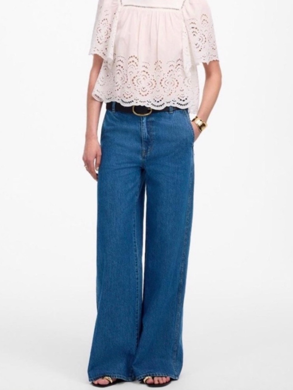 Madewell Wide-Sweep Denim Trousers in Dowe Wash